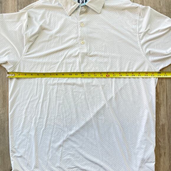 FootJoy Men Golf Polo Shirt Sz Large White Blue Dot Performance Moisture Wicking - Picture 8 of 8